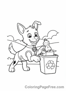 Paw Patrol coloring page - Rocky collecting recyclables