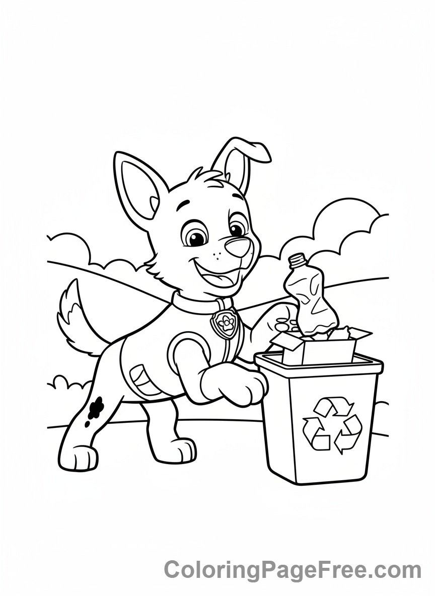 Paw Patrol coloring page - Rocky collecting recyclables