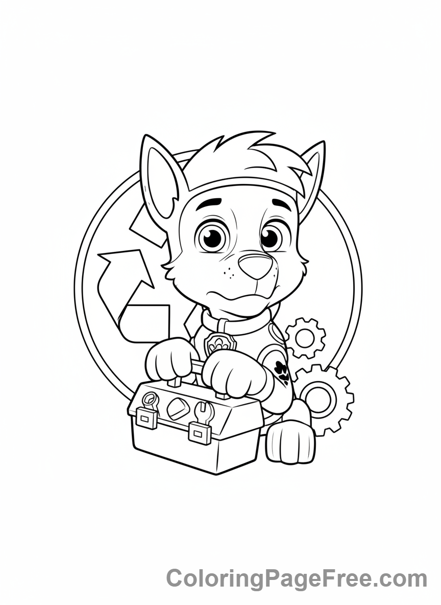 Paw Patrol coloring page - Rocky with toolbox