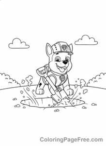 Paw Patrol coloring page - Rubble digging hole