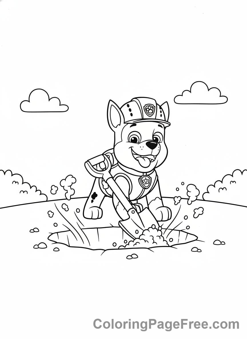 Paw Patrol coloring page - Rubble digging hole