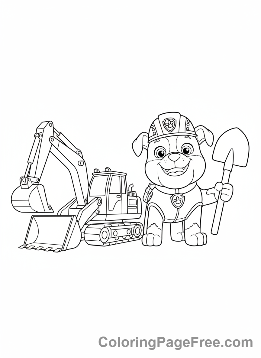 Paw Patrol coloring page - Rubble with excavator