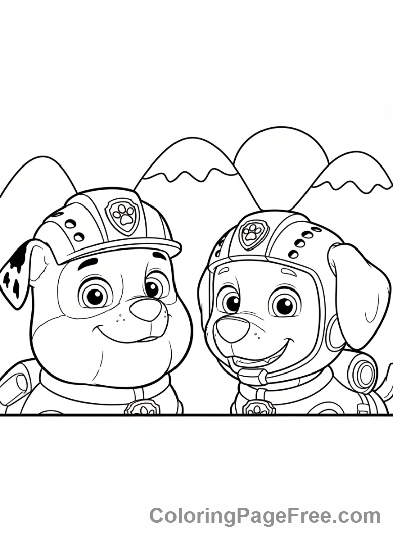 Paw Patrol coloring page - Rubble Zuma determined