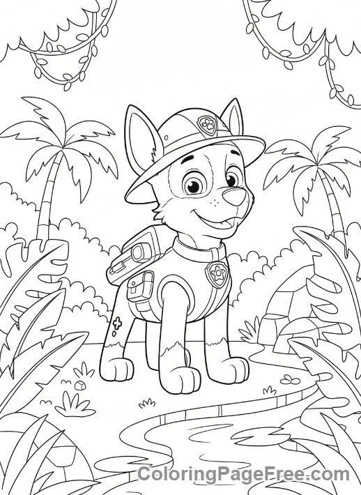 Paw Patrol coloring page - Tracker jungle adventure