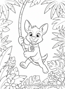 Paw Patrol coloring page - Tracker swinging vine