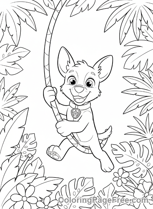 Paw Patrol coloring page - Tracker swinging vine