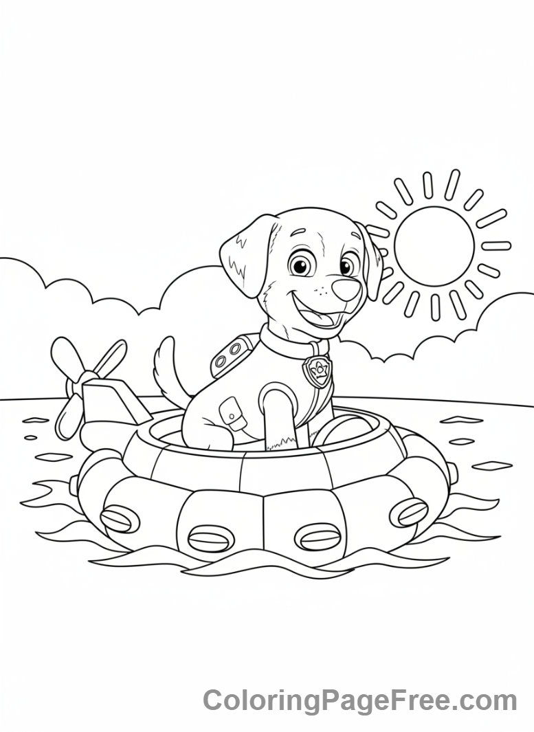Paw Patrol coloring page - Zuma in hovercraft
