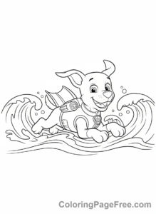 Paw Patrol coloring page - Zuma swimming ocean