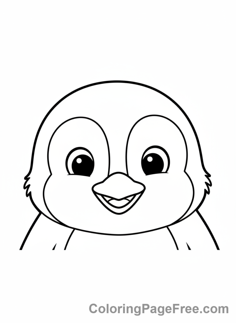 Penguin coloring page - Penguin close-up face