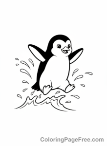 Penguin coloring page - Penguin jumping water