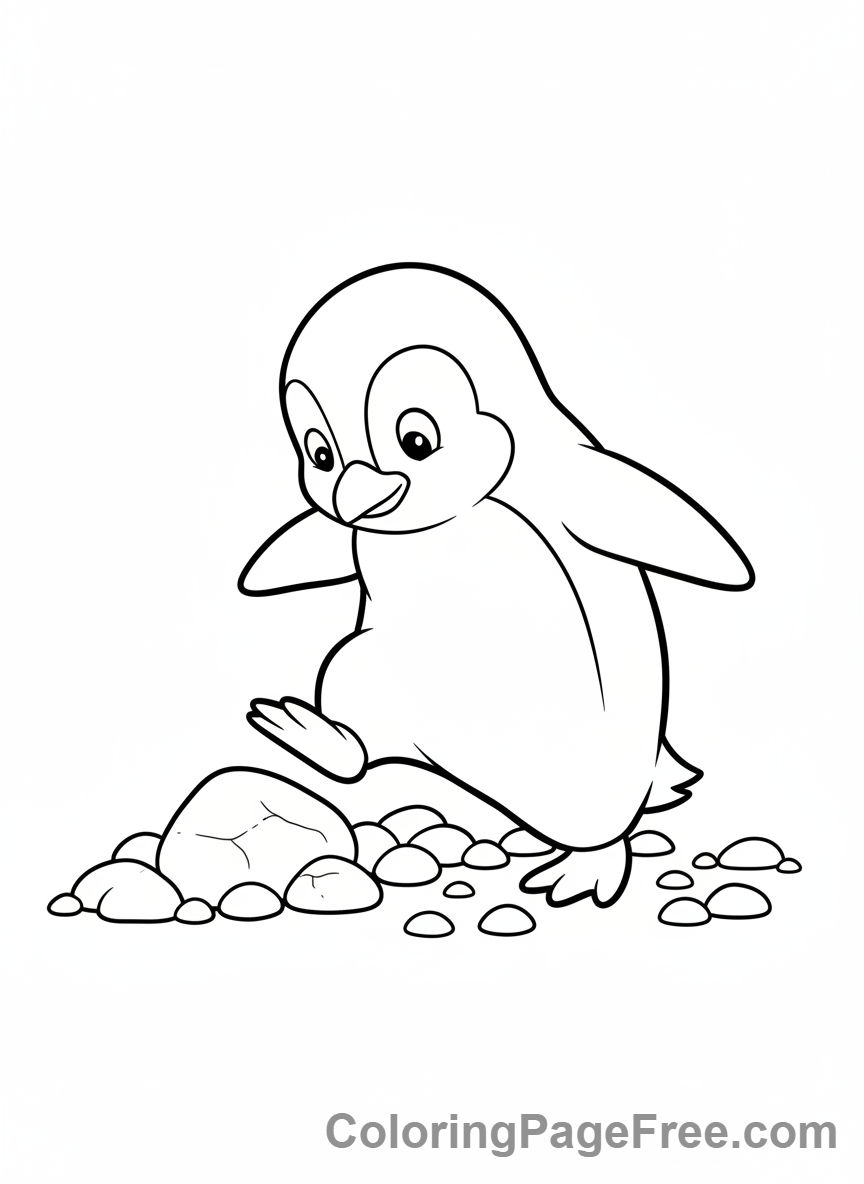 Penguin coloring page - Penguin rock climber