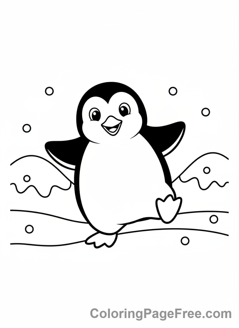 Penguin coloring page - Penguin waddling stroll