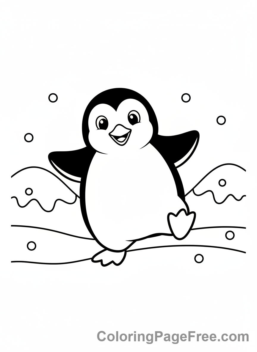 Penguin coloring page - Penguin waddling stroll