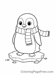Penguin coloring page - Penguin wearing scarf