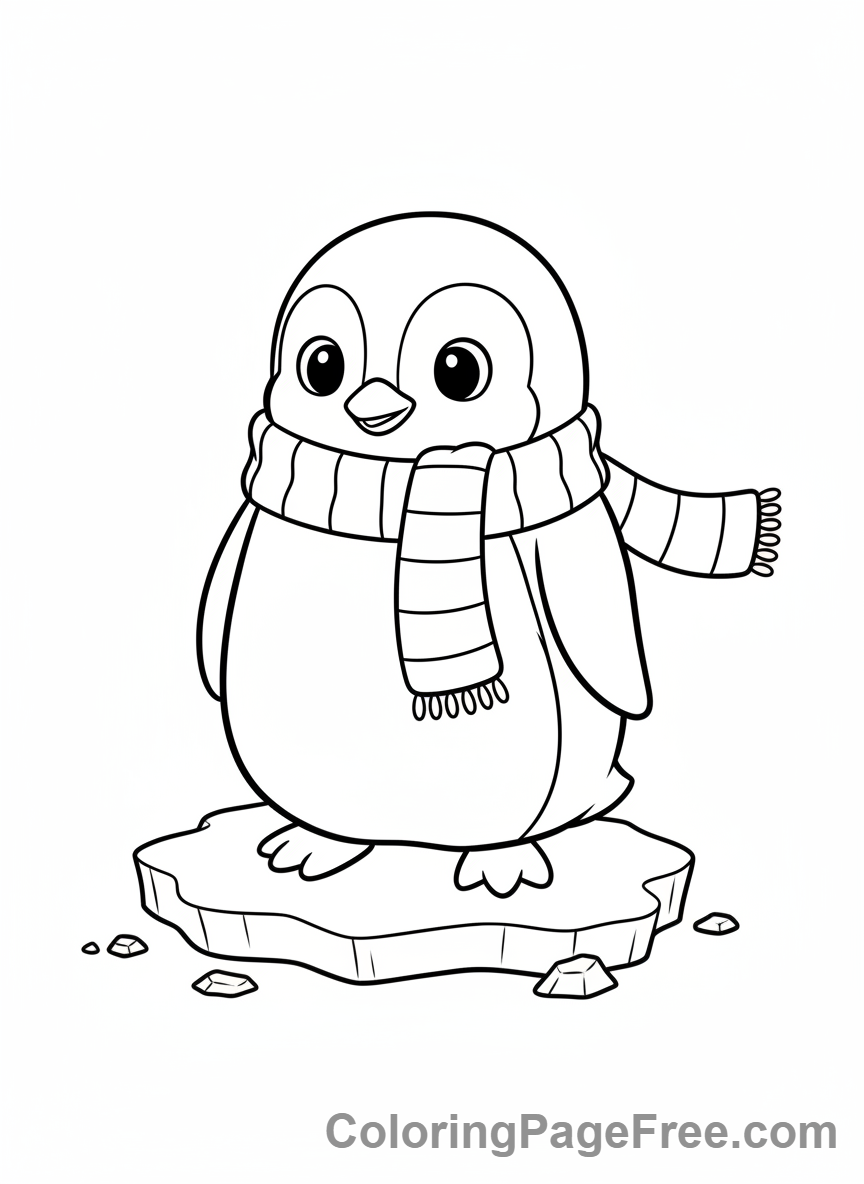 Penguin coloring page - Penguin wearing scarf