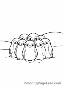 Penguin coloring page - Penguins huddle group