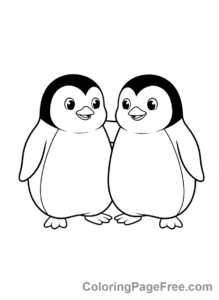Penguin coloring page - Two penguins hugging