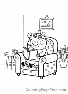 Peppa Pig coloring page - Daddy Pig reading