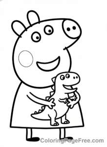 Peppa Pig coloring page - George with Mr Dinosaur