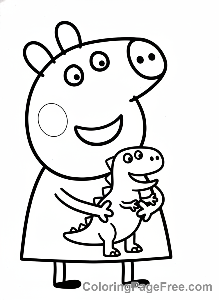 Peppa Pig coloring page - George with Mr Dinosaur
