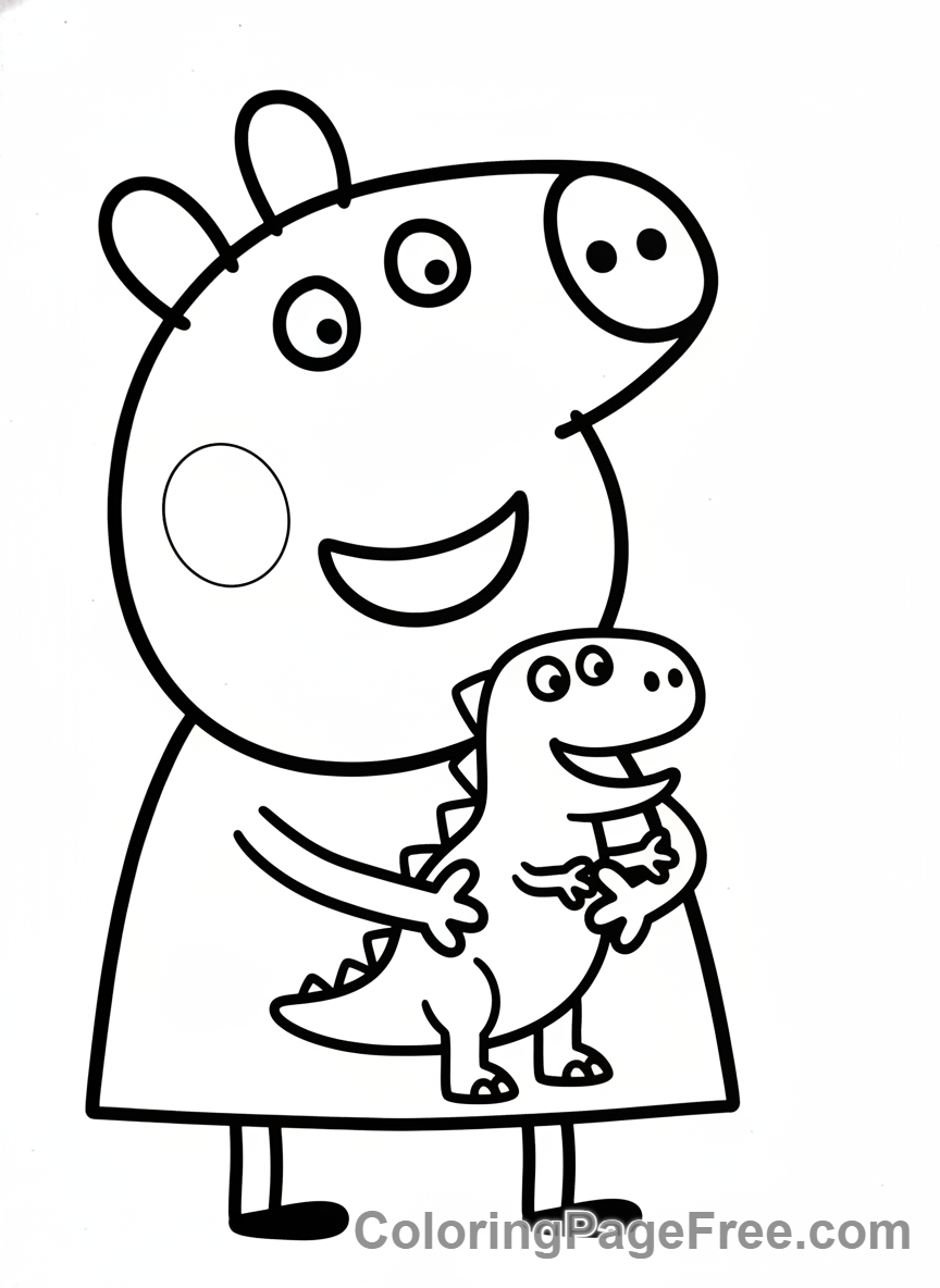 Peppa Pig coloring page - George with Mr Dinosaur