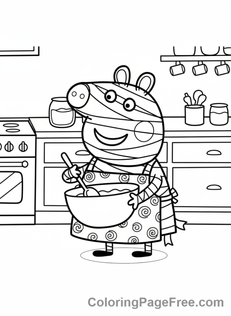 Peppa Pig coloring page - Mummy Pig baking
