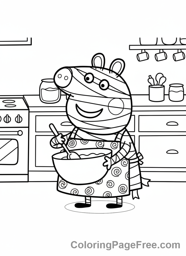 Peppa Pig coloring page - Mummy Pig baking