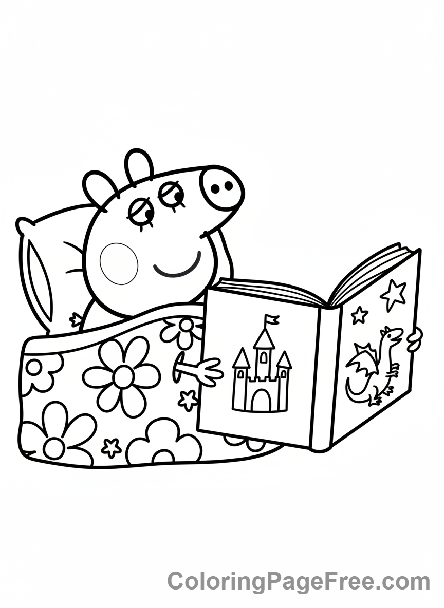Peppa Pig coloring page - Peppa bedtime story
