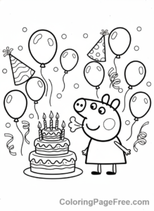 Peppa Pig coloring page - Peppa birthday cake
