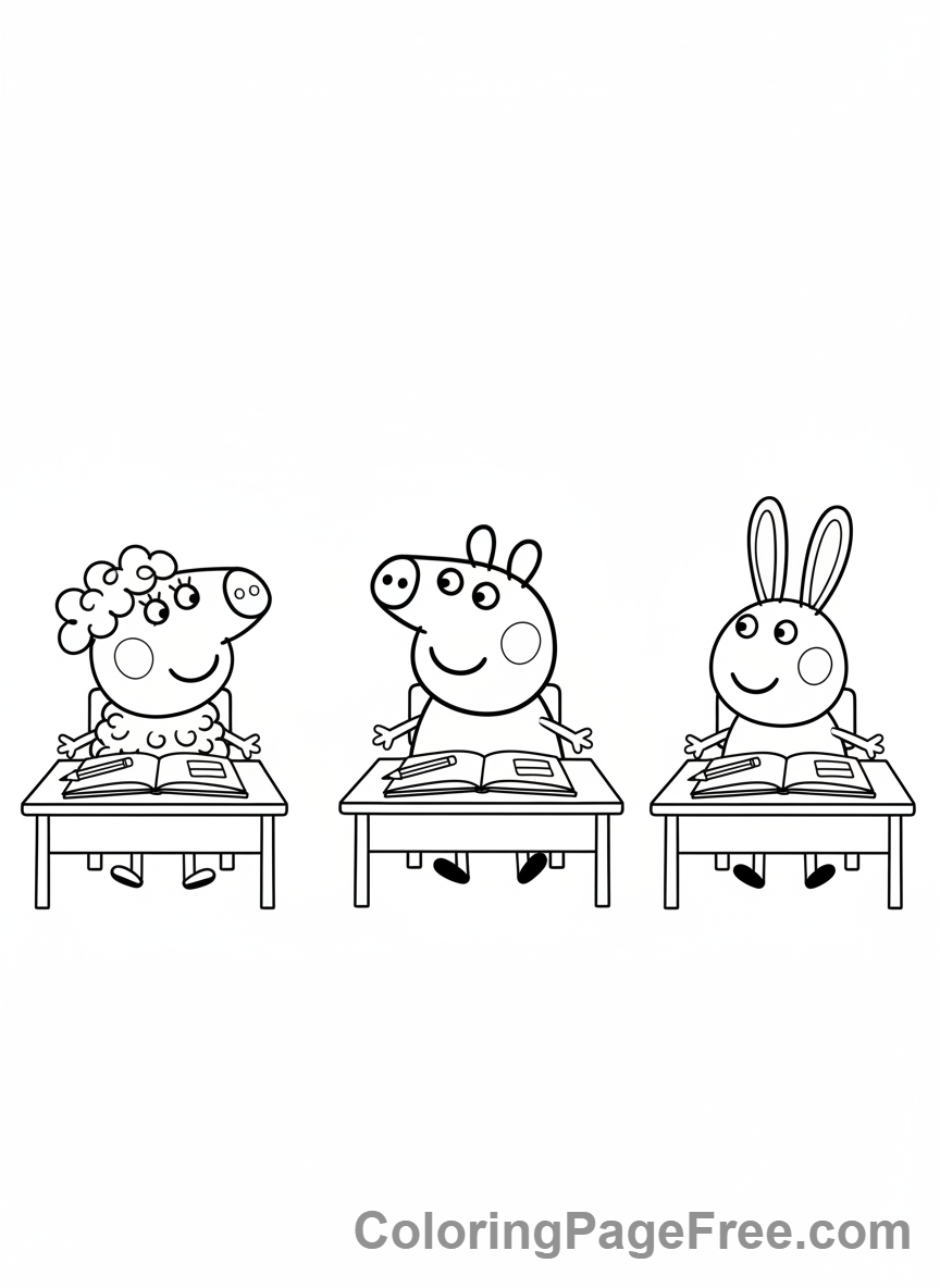 Peppa Pig coloring page - Peppa friends school