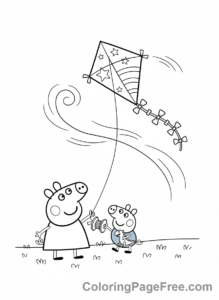 Peppa Pig coloring page - Peppa George kite
