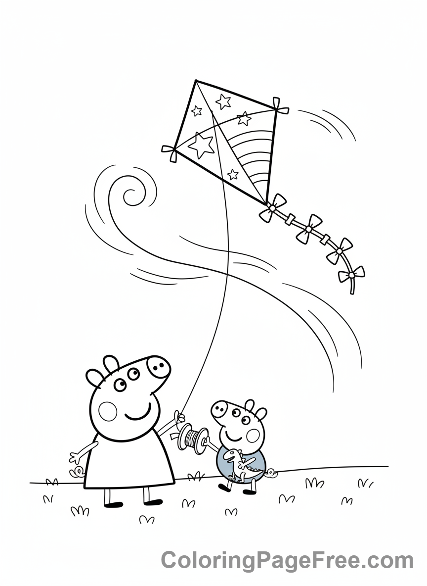 Peppa Pig coloring page - Peppa George kite