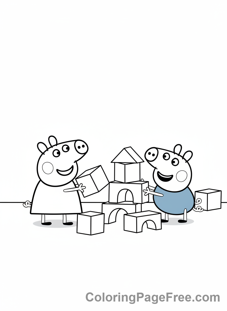 Peppa Pig coloring page - Peppa George playing