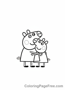 Peppa Pig coloring page - Peppa hugs George