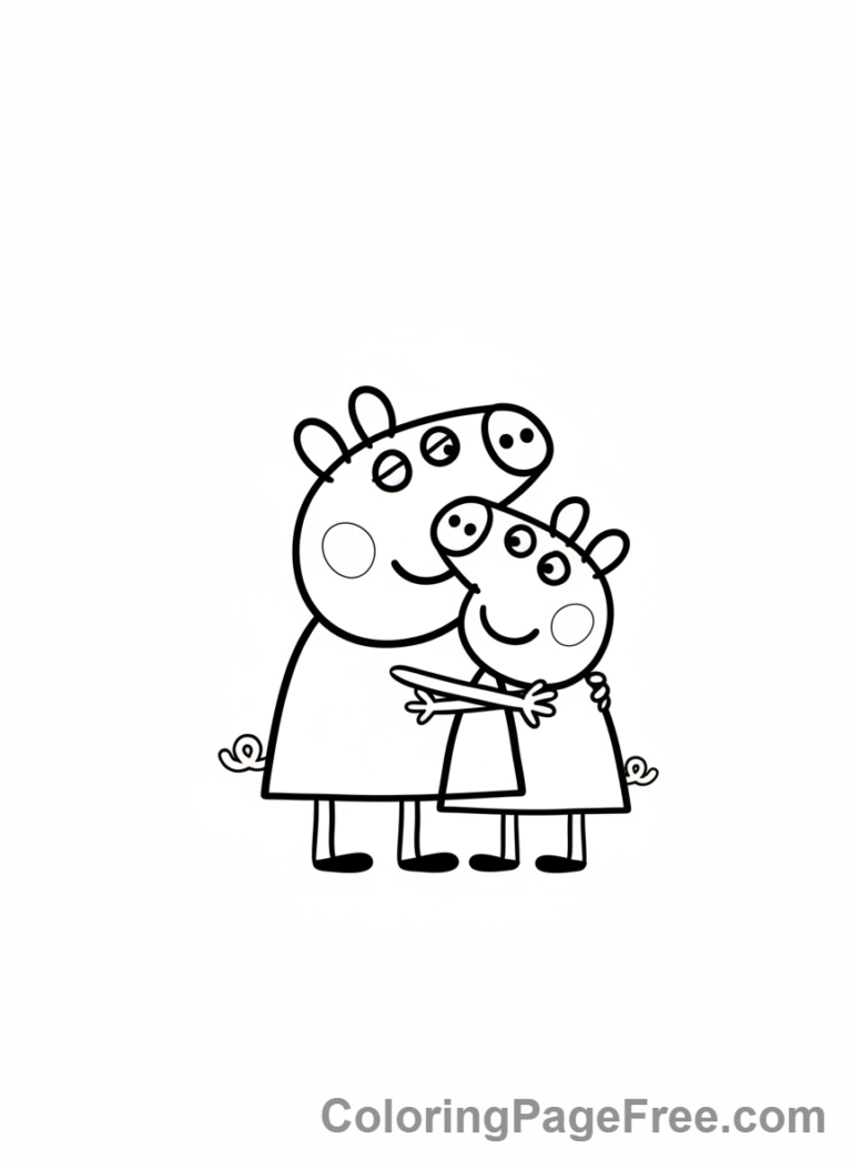Peppa Pig coloring page - Peppa hugs George