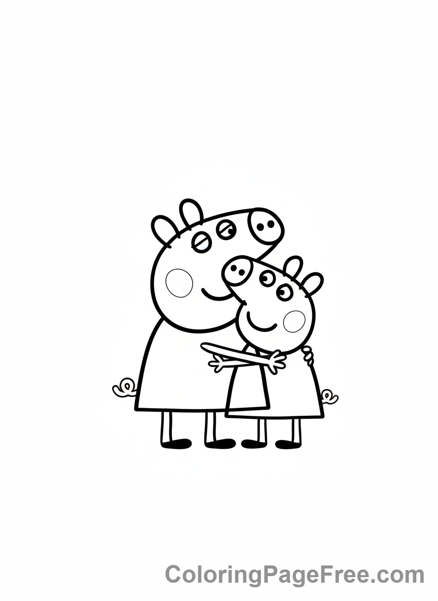 Peppa Pig coloring page - Peppa hugs George