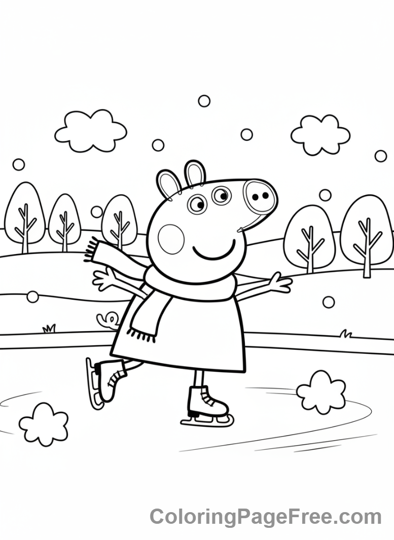Peppa Pig coloring page - Peppa ice skating