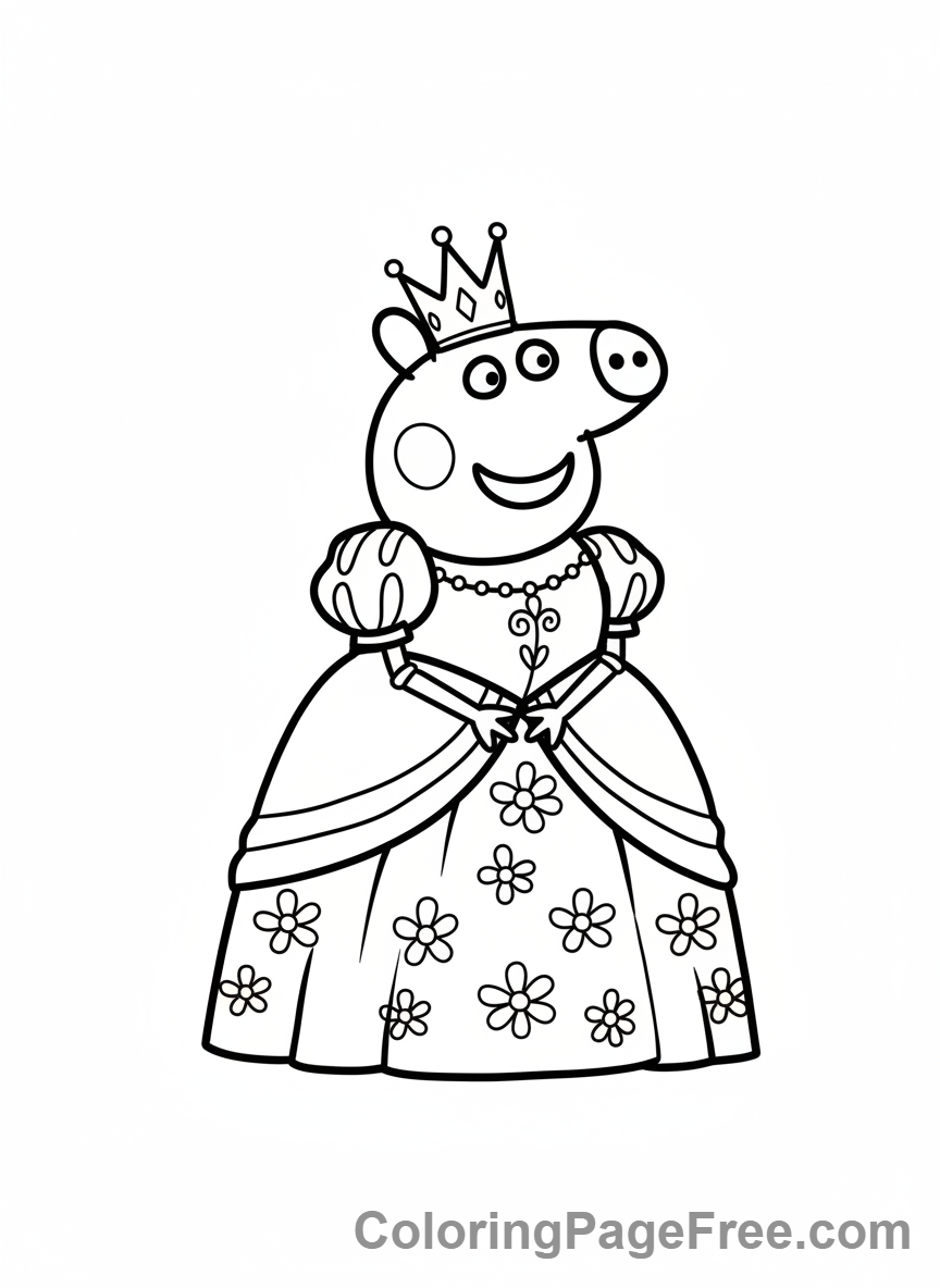 Peppa Pig coloring page - Peppa princess costume