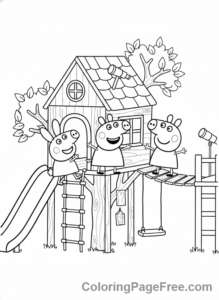 Peppa Pig coloring page - Peppa treehouse fun