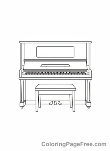 Piano coloring page - Classic upright piano