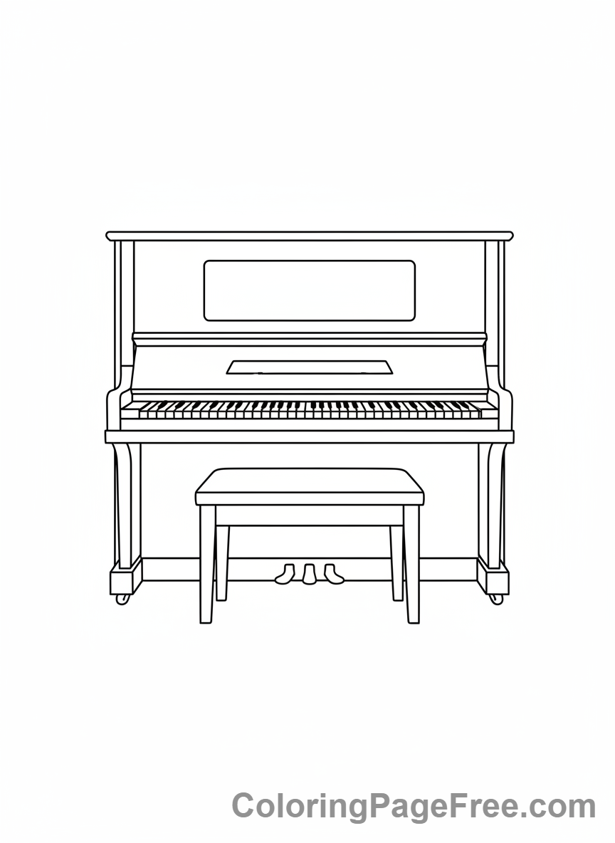 Piano coloring page - Classic upright piano