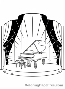 Piano coloring page - Grand concert piano