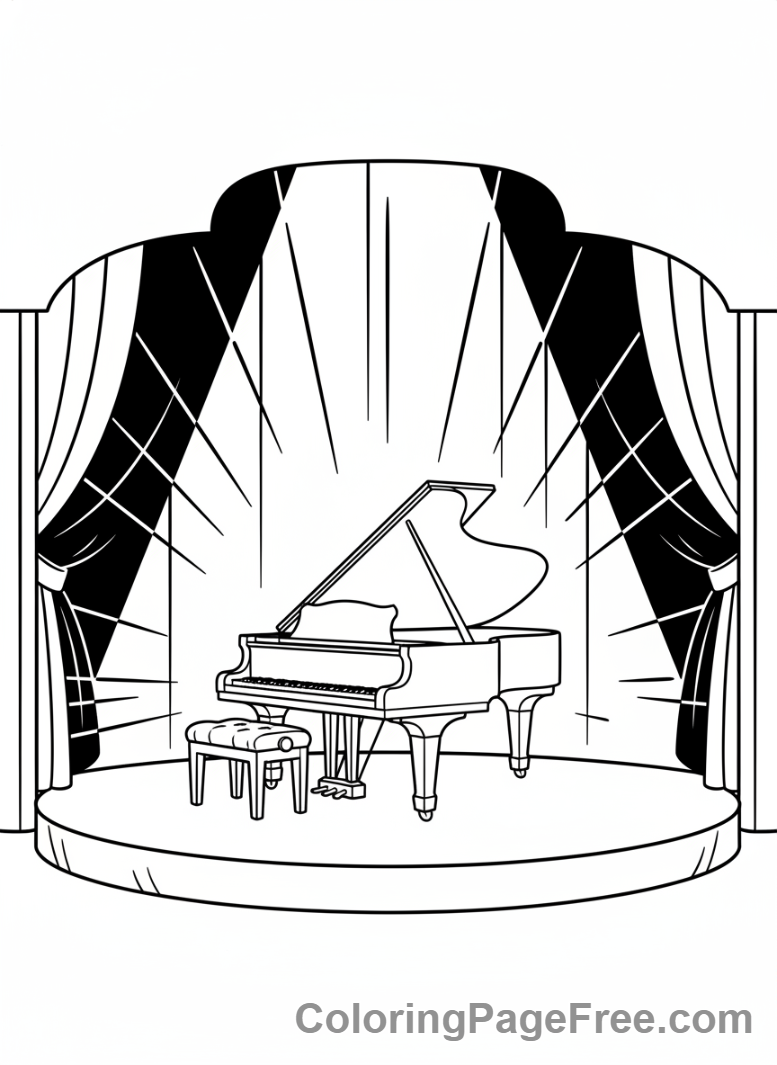 Piano coloring page - Grand concert piano