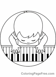 Piano coloring page - Piano keys from above