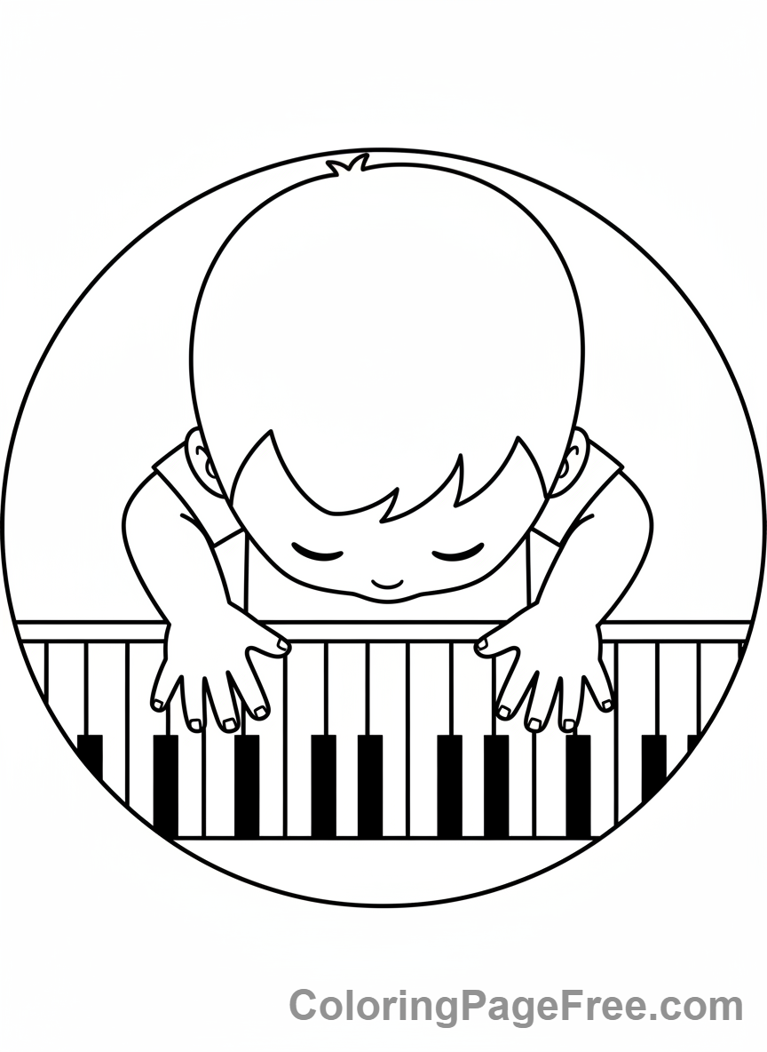 Piano coloring page - Piano keys from above