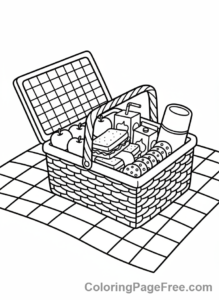 Picnic coloring page - Picnic basket treats