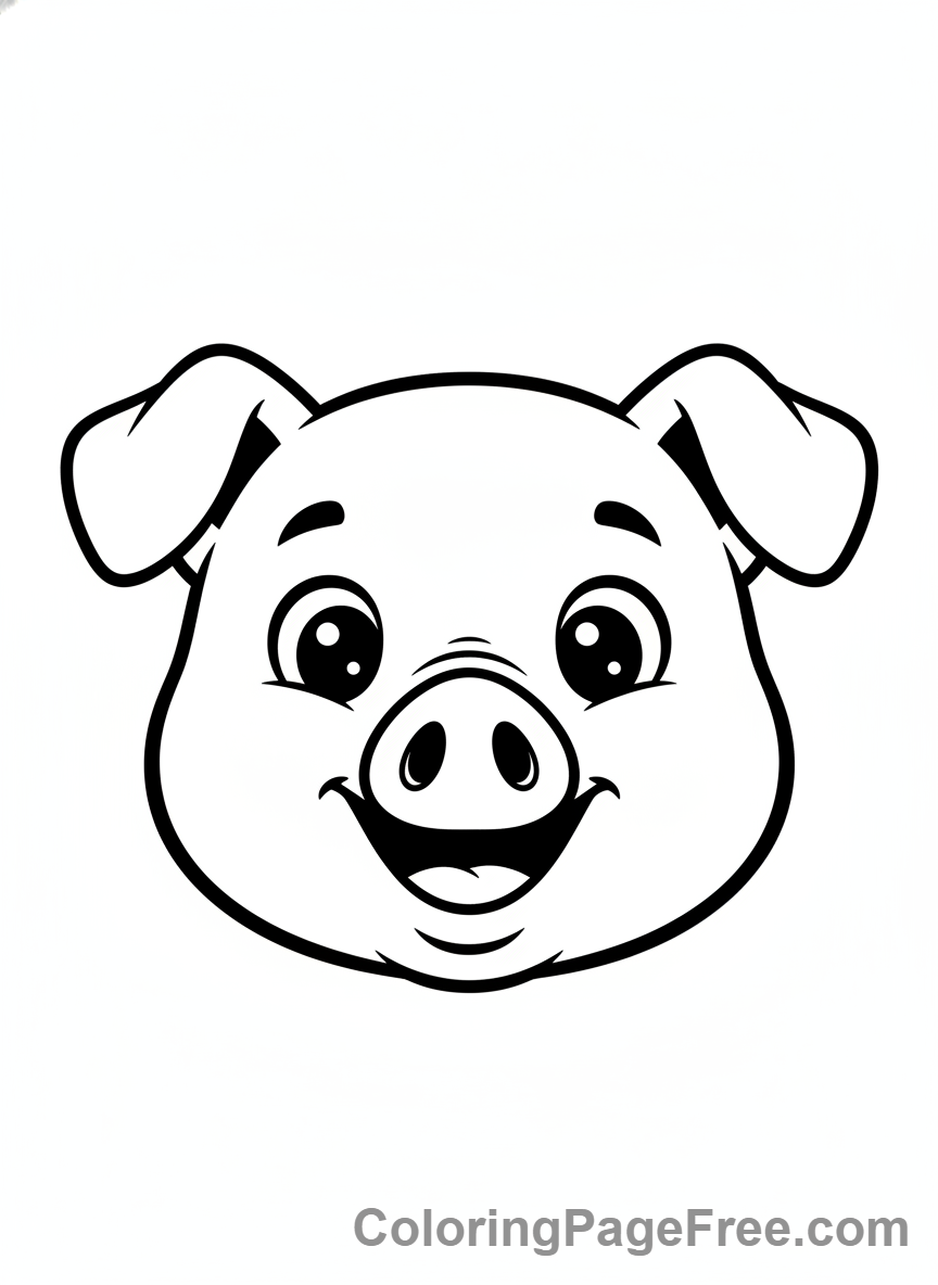 Pig coloring page - Happy pig smiling