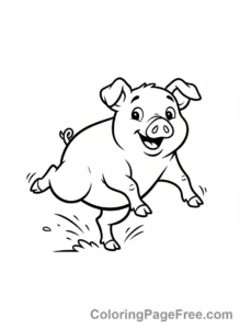 Pig coloring page - Pig running joyfully
