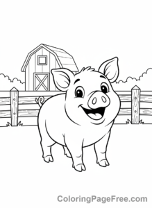 Pig coloring page - Pig standing farm