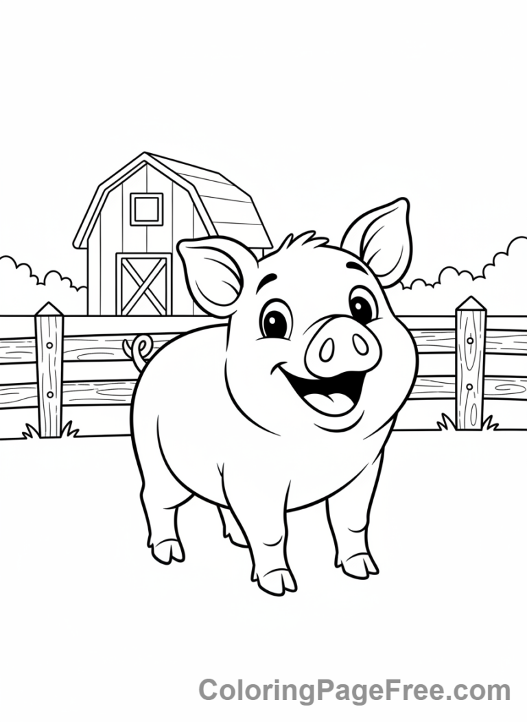 Pig coloring page - Pig standing farm